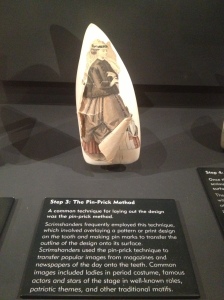 Step 3 from "How to Scrimshaw" exhibition from the NHA Scrimshaw Gallery.