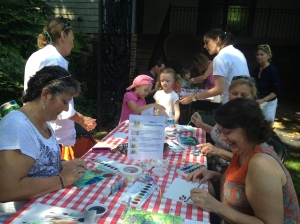 Visitors of all ages and backgrounds share their time and experiences during watercoloring.
